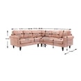thumbnail image 4 of L-shaped Sectional Couch, 90.5in Chenille Fabric Accent Sofa with Rolled Arms and Tufted Back, Upholstered Corner Sofa for Living Room, 800LBS Weight Capacity, Pink, 4 of 7