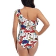 thumbnail image 5 of Rateoe Colorful Mushrooms (2) Pattern Women One Piece Swimsuits Tummy Control One Shoulder Bathing Suits Ruffle Swimwear-X-Large, 5 of 6