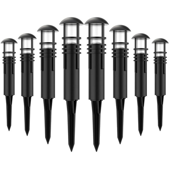 Malibu 1.1 Watt LED Pathway Light Low Voltage Aged Iron Bollard for Outdoor Landscape Lawn Garden 8 Pack