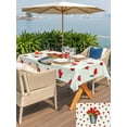thumbnail image 5 of Outdoor Tablecloth with Umbrella Hole for Patio/Picnic/Party/Camping, Red Tulip Flowers Waterproof Table Cloth Rectangle Table Cover Washable, Spring Floral Vintage Drum Country Blue (60"x 84"), 5 of 8