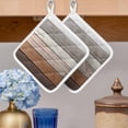 thumbnail image 2 of Farmhouse Brown Grey Pot Holders for Kitchen Heatproof Potholder, 2 Pack Country Vintage Wooden Hot Pads Multipurpose Oven Pads Cloth Potholders Trivet for Cooking and Baking, 2 of 8