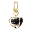 thumbnail image 1 of Perro negro animal foto foto Llavero de metal en forma de corazón dorado, 1 of 3