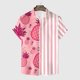 thumbnail image 5 of Camisas De Mezclilla Para Hombre Camisa para hombre Camisa de playa de manga corta holgada informal (Pink, 3XL), 5 of 6