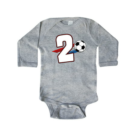 

Inktastic Second Birthday Soccer Gift Baby Boy or Baby Girl Long Sleeve Bodysuit