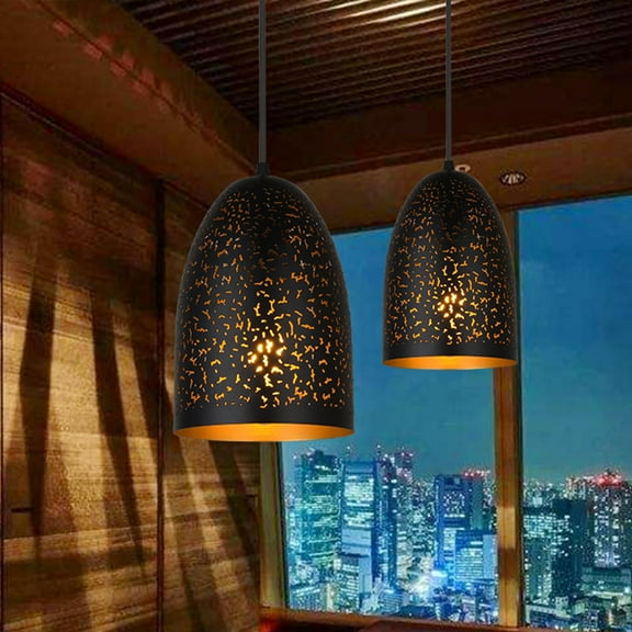 PBPBOX Round Black Metal Ceiling Lampshade with Hollow Design for Softer Lighting
