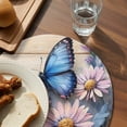 thumbnail image 4 of Round Placemats Purple Daisy Butterfly 15 inch Set of 4 Table Mats for Dining Table Wood Grain Heat Resistant Non-Slip Kitchen & Home Decorative Place Mat Set, 4 of 8