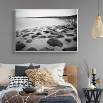 wall26 Floating Framed Canvas Wall Art for Living Room, Bedroom Black and White Water Canvas Prints for Home Decoration Ready to Hang - 16x24 inches