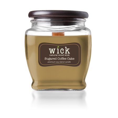 Wick Scented Jar Candle, Wooden Wick and Top, Sugared Coffee Cake, 15 oz, Single
