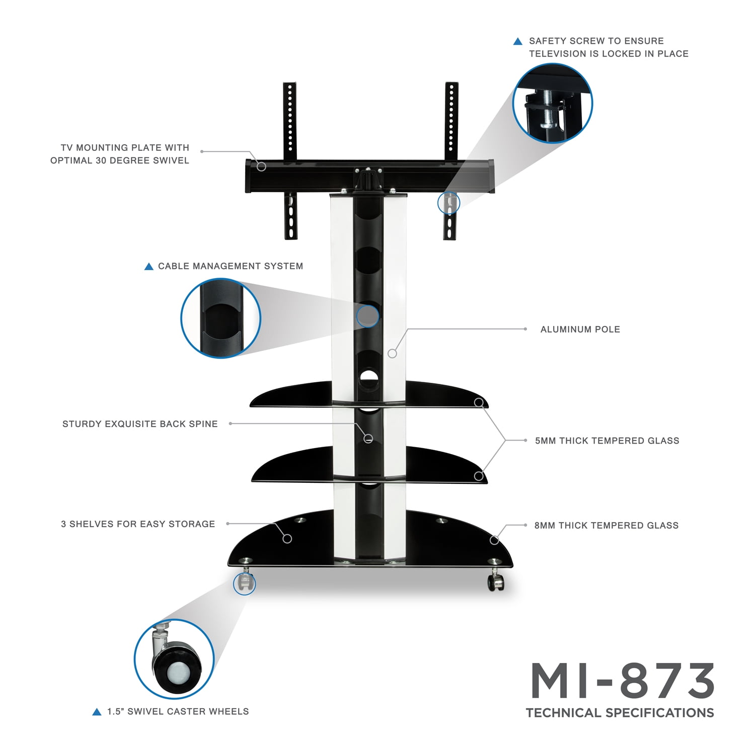 Mount-It! Speaker Stands for Home Theater 5.1 Channel Surround Sound System Satellite Speaker