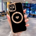 thumbnail image 5 of for iPhone 12 Case Compatible with MagSafe, Luxury Love Heart Soft Phone Case, Full Camera Lens Protection Magnetic Case for iPhone 12 for Women Girls (6.1") - Black, 5 of 10