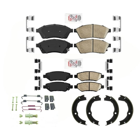 AmeriPRO Ceramic Pads Parking Brake Shoes Springs For 2010-2016 Cadillac SRX