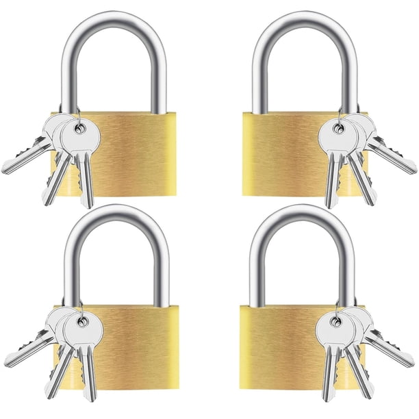 Candados pequeños con llave, 4 unidades de 30 mm de latón macizo con llaves iguales (12 unidades), Happon, candado de latón macizo con llave para portón, taquilla de gimnasio y caja de herramientas.