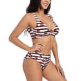 thumbnail image 2 of Kdxio Ladybugs on Black and White Striped1 Print Women's 2 Piece High Waisted Wrap Spaghetti Strap Summer Swimsuit Bikini Set-X-Large, 2 of 7