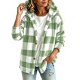 thumbnail image 6 of Lmnyox Fleece Jackets for Women Casual Plaid Button Down Hooded Coats Winter Cozy Long Sleeve Jackets, 6 of 8