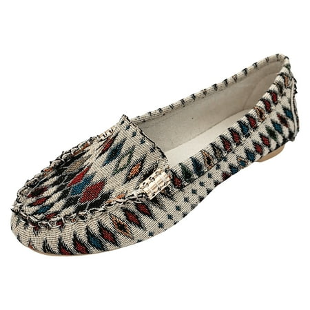 

Tosmy Shoes For Women Leisure Woman All Seasons Cloth Lattice Print Non Flat Round Toe Breathable On Lazy Shoes Classic