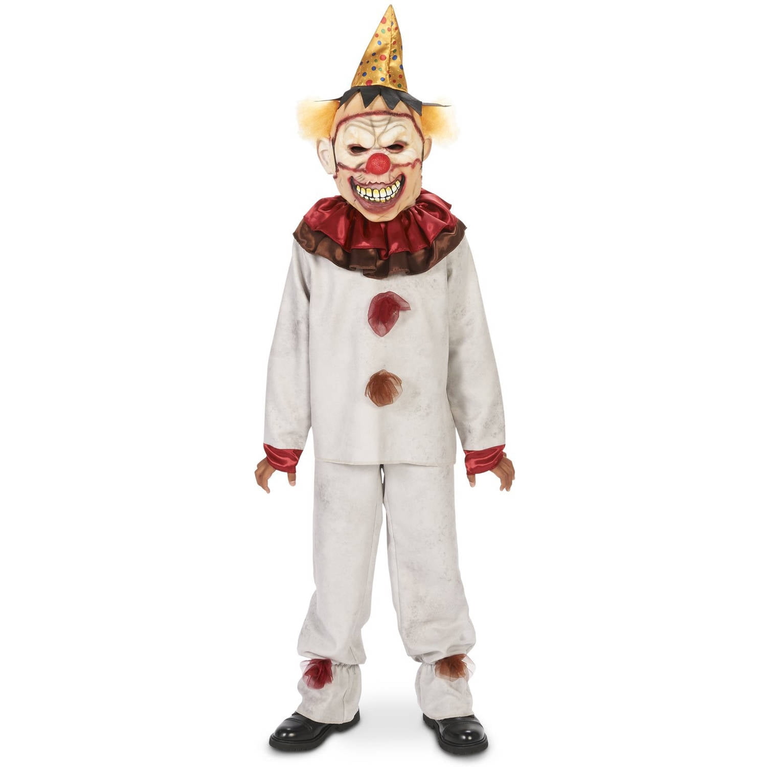 Child CREEPY CLOWN Halloween Jumpsuit Horror Klown Circus Fancy Dress Costume 
