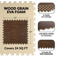 thumbnail image 2 of Stalwart EVA Foam Floor Tiles 6-Pack - 24 SQFT Woodgrain Puzzle Mats, Dark, 2 of 5