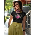 thumbnail image 2 of Two Roses With Leaves T-Shirt Women -Image by Shutterstock, Female Large, 2 of 4