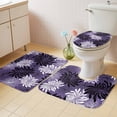 thumbnail image 4 of Purple Black Floral Bathroom Rugs Set Vintage White Black Flower Purple Non Slip Absorbent Soft Bath Mats 3 Piece Set with Bathroom Rug, U-Shaped Floor Mat, Toilet Seat Cover Small Size, 4 of 9