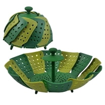 ACDANC Green Vegetable Steamer Basket,Premium Plastic Veggie Steamer Basket - Folding Expandable Steamers to Fits Various Size Pot 25x11