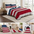 thumbnail image 6 of Full Quilt Set 78''x90'', Wooden American Flag Lightweight Bedspread Coverlet Set with 2 Pillow Shams, Independence Day Star Striped Flag Breathable All Season Quilt Bedding for Bedroom/Guest Room, 6 of 9