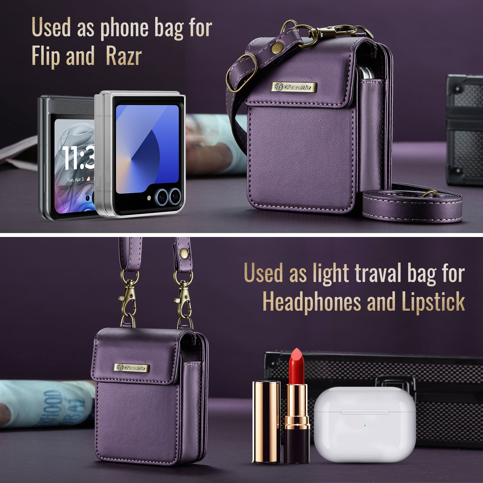 Small Cell Phone Bag for Samsung Z Flip 6/5/4/3, Wallet Crossbody with RFID Blocking Card Holder Mini Bag for Motorola Razr 2024 Case