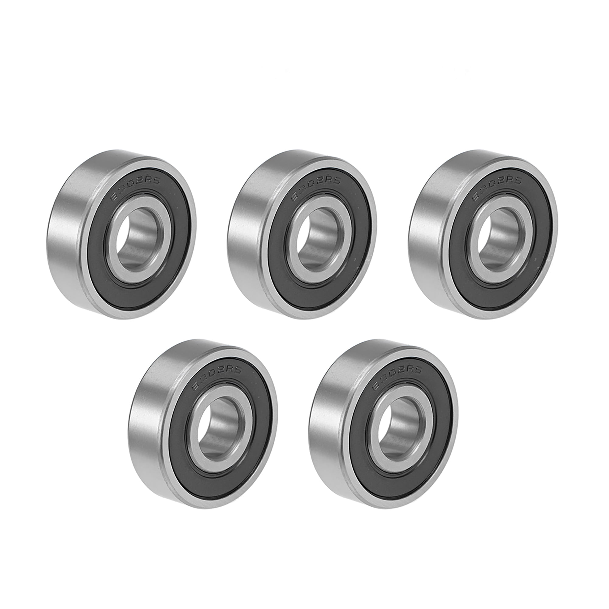 62012RS 12x32x10mm Bearing steel Deep Groove Ball Bearings Rubber Cover Silver Pack of 5 