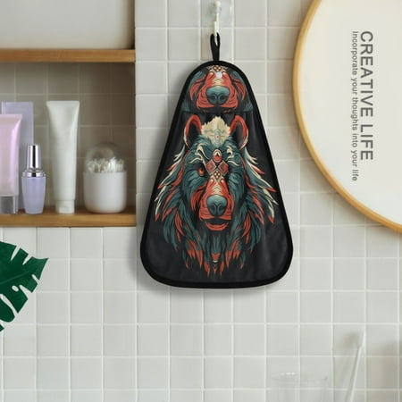 

Bear Head Gray Hanging Towel Kitchen Hand Towel Bathroom Absorbent Towel Machine Washable Quick Dry Dishcloths