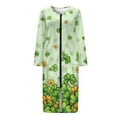 thumbnail image 3 of Yuyamidu St. Patrick's Day Womens Robes Green Leaf Long Nightgown Fashion Zipper Front Bathrobe for Women Casual Long Sleeves Robe Sleepwear Size 3XL Soft Dressing Gown with Pockets, 3 of 7