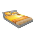 thumbnail image 2 of Ambesonne Tropical Fitted Sheet & Pillow Sham Set, Wooden Deck Sunset, Full, Orange Brown, 2 of 2