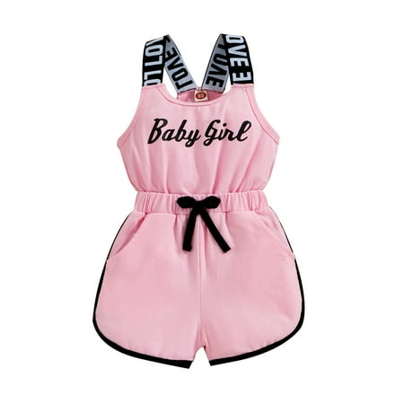 

Wiueurtly Summer Toddler Girls Sleeveless Romper Letter Prints Jumpsuit Clothes Watermelon Romper Baby Girl