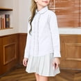 thumbnail image 4 of Hjtefg Girls Ruffle Trim Blouse, Long Sleeve Dress Shirt for School Performances and Everyday Wear, White Formal Top with Decorative Detail for Children,Color: White Size: 17-18 Years, 4 of 9