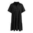thumbnail image 4 of felwors Women's Lapel Summer Button Front Knee Length Flattering Loose Fitting Casual Dresses Black, L, 4 of 5