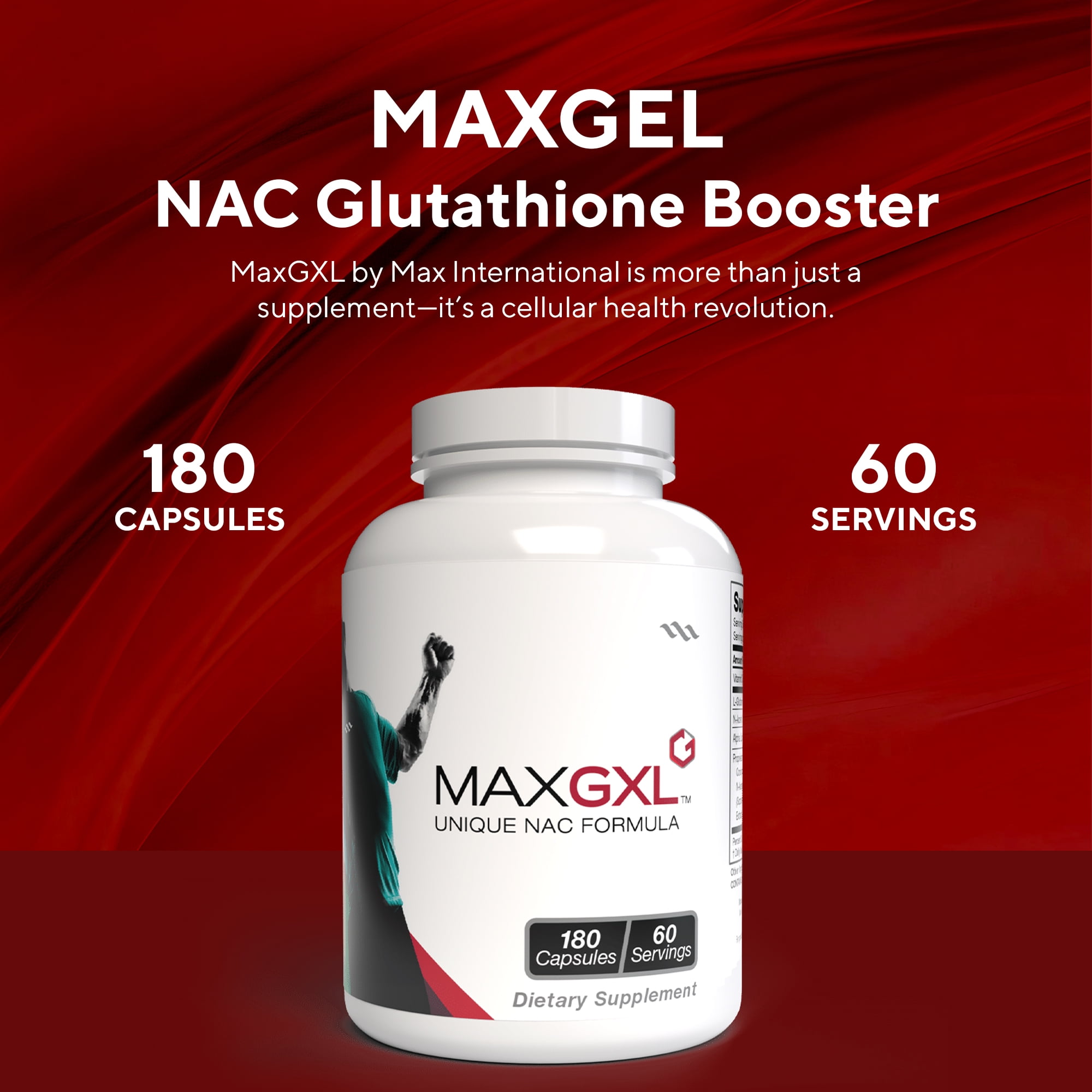 MaxGXL Dietary NAC Formula - 180 Vegetable Capsules, 60 Servings
