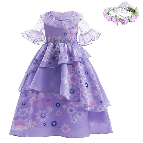HAWEE Isabela Dress Matching Encanto Costume Floral Dress up Cosplay Fancy Party Outfits Long Maxi Gown for Girls