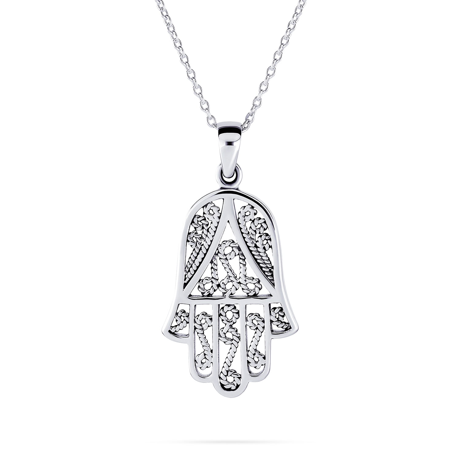 charm metall Hand of Fatima/Mary necklace Sterling silver 925 Hamsa pendant 