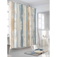 thumbnail image 3 of Boanket Polyester Fabric Blue Beige Wooden Shower Curtain, Vintage Farmhouse Modern Wood Waterproof Bathtub Curtain Bathroom Decor Set with Hooks 66 x 72 Inches,, 3 of 6
