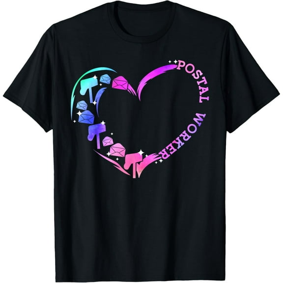 Postal worker heart - love postal worker mail carrier T-Shirt men and women can wear, black, white, gifts