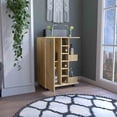 thumbnail image 6 of Bar Cart Wells with Storage Six Wine Cubbies and Four Casters 1 Door Cabinet, Beige, 6 of 6