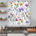 thumbnail image 5 of Pueple Pink Flower Sheer Curtains 54 Inches Long, Pastoral Pastel Pink Boho Floral Leaf Light Filering Curtains, Breathable Simi Curtain Privacy Drapes for Kitchen Bathroom Small Window Treatment, 5 of 9