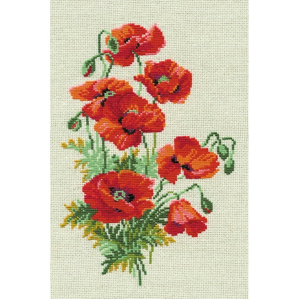 Wild Poppies Counted Cross Stitch Kit, 8.25" x 11.75", 16Count