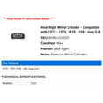 thumbnail image 2 of Rear Right Wheel Cylinder - Compatible with 1972 - 1975, 1978 - 1981 Jeep DJ5 1973 1974 1979 1980, 2 of 2