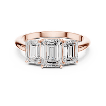 Zuwelria Promise Ring | Stunning 1.86 Carat Emerald Cut Moissanite Diamond Ring for Engagement and Wedding | 18K Rose Gold Plated over Silver | D/VVS1 Size 7