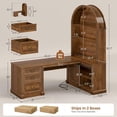 thumbnail image 2 of 67" L Shaped Computer Desk with Tall Arched Bookshelf and 3 Storage Drawers, 2 of 7