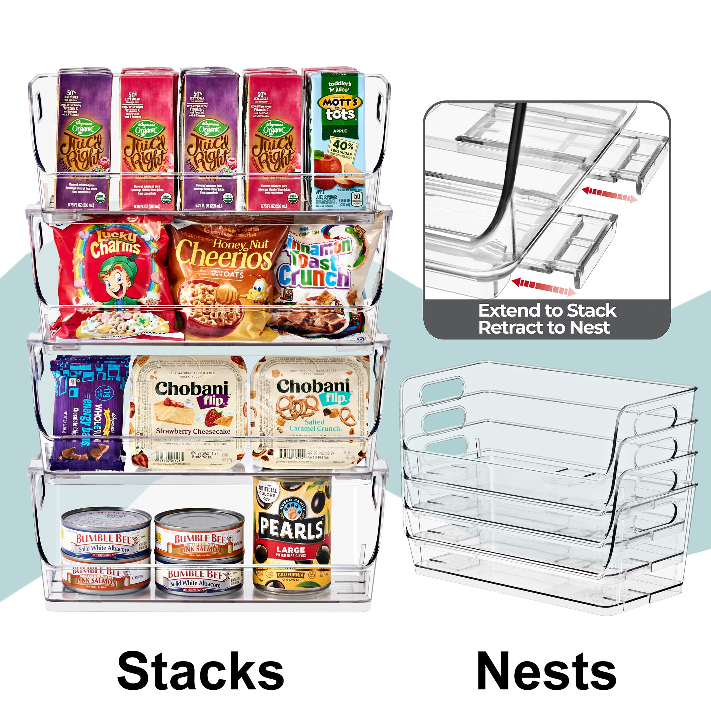 Sorbus Small Acrylic Storage Bins, Clear Stackable Wide Pantry Organizer Bins, 8 Pack