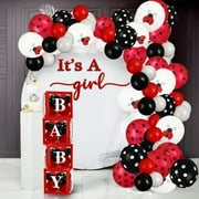 Syhood 88 Pcs Ladybug Theme Baby Shower Decorations for Girl Balloon Boxes Cake Topper Balloons Ladybug Backdrop Balloon for Ladybird Birthday Baby Shower Gender Reveal Party Supplies E11