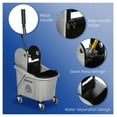 thumbnail image 6 of 9.5 Gallon (38 Quart) Mop Bucket with Wringer Cleaning Cart, 4 Moving Wheels, 2 Separate Buckets, & Mop-Handle Holder, Grey, 6 of 9