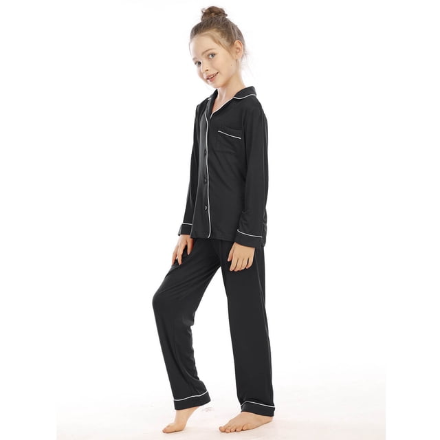 Unisex Toddler Pajama Set Long Sleeve Two-Piece Outfit Comfortable Fabric Button Up Collar Loose Fit Homewear