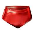 thumbnail image 3 of AKEGAMN High Waisted Metallic Solid Color High Gloss Super Shorts, Red S-L, 3 of 7