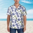 thumbnail image 2 of Honeii Blue Flax Flowers Print Men’s Hawaiian Shirt,Classic Button-Down Short Sleeve Shirt, for Beach, Vacation, and Outdoor Activities,Small, 2 of 7
